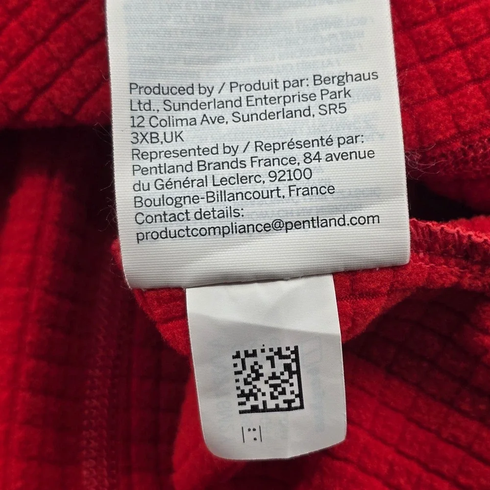 Berghaus Mens Fleece Pullover Size L Red 1/4 Zip Grid Tech Hiking Mid Layer